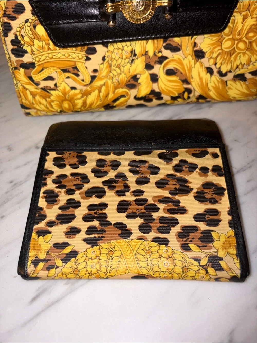 Versace Baroque Kelly Top Handle Flap 2way Crossbody Bag 1VER822K and Wallet Set - Picture 13 of 16